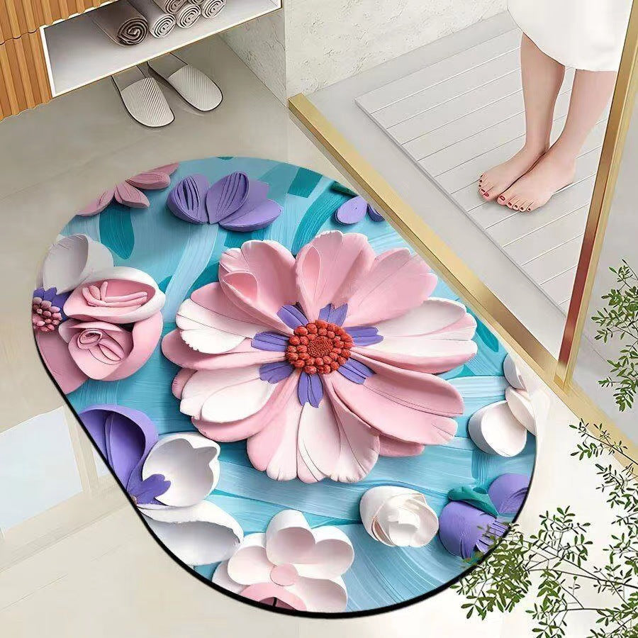 Leaf-Patterned Bathroom Mat LoungeYard — product view 2