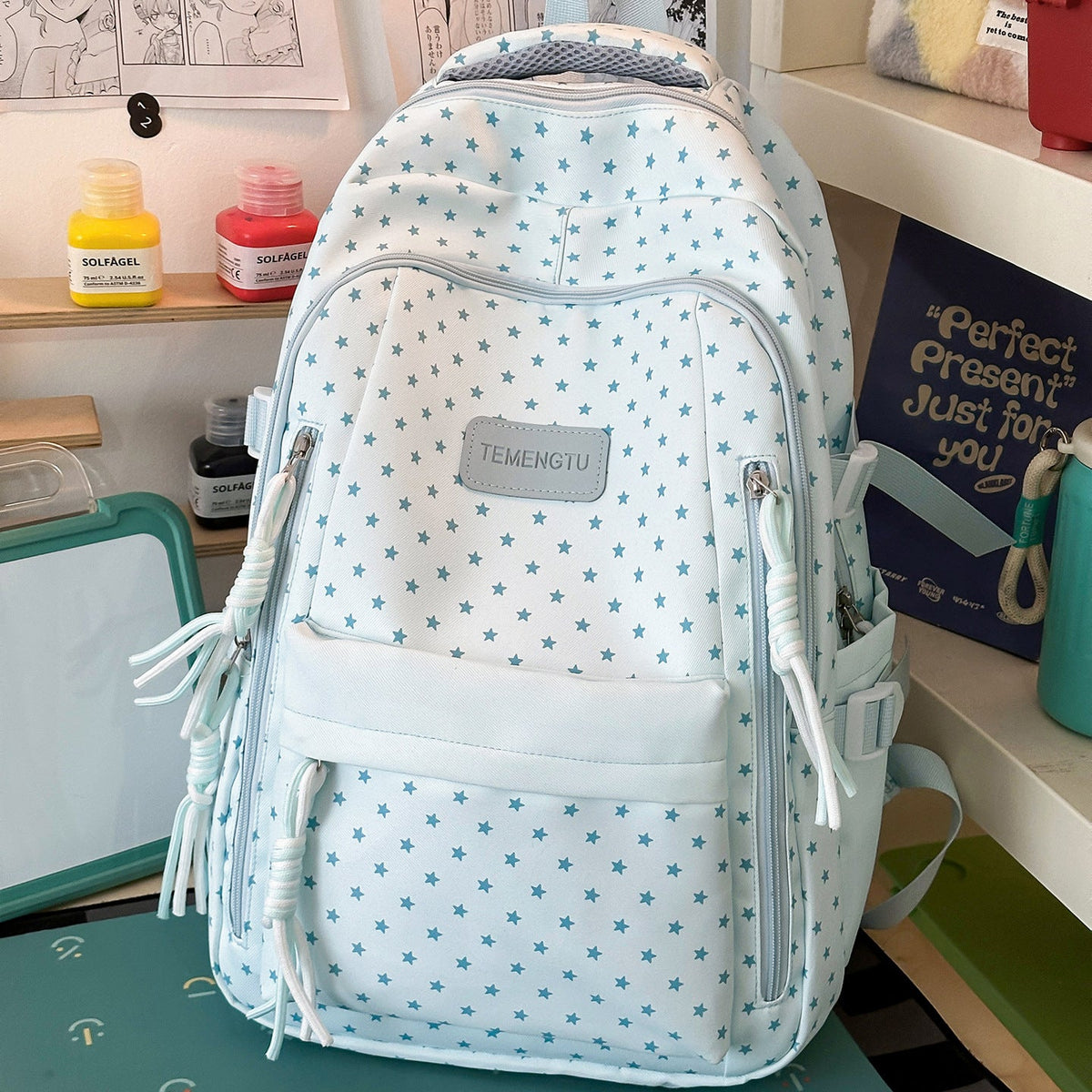 Star-Patterned Multi-Pocket Backpack LoungeYard — product view 7