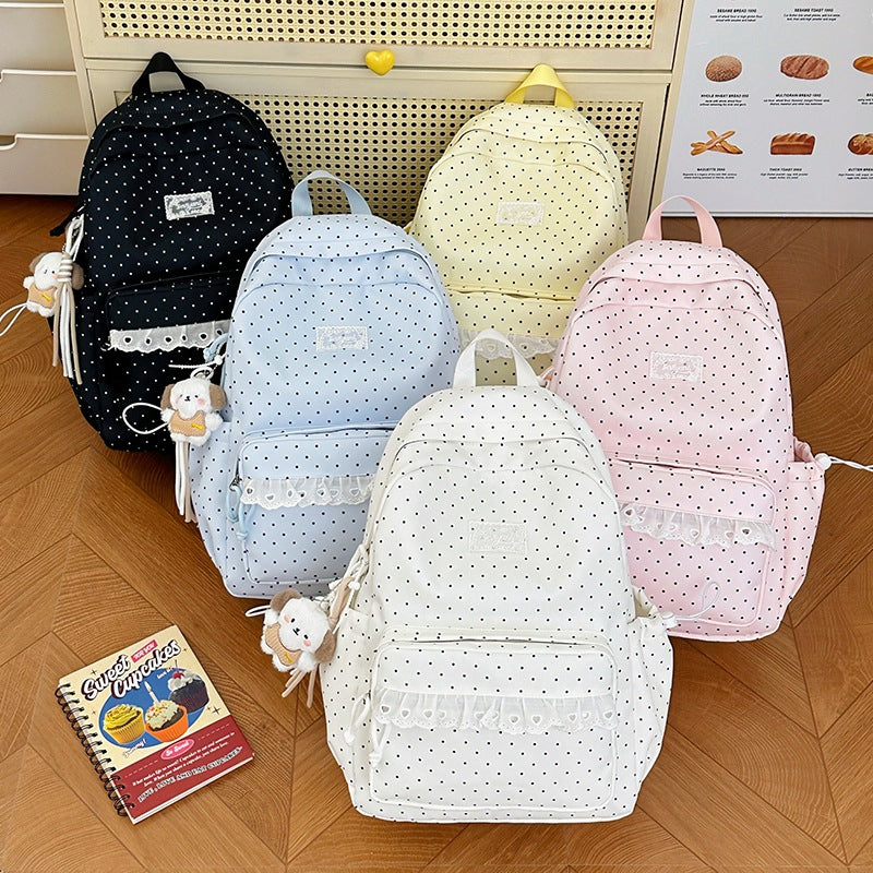 Playful Polka Dot Printed Backpack LoungeYard — product view 4