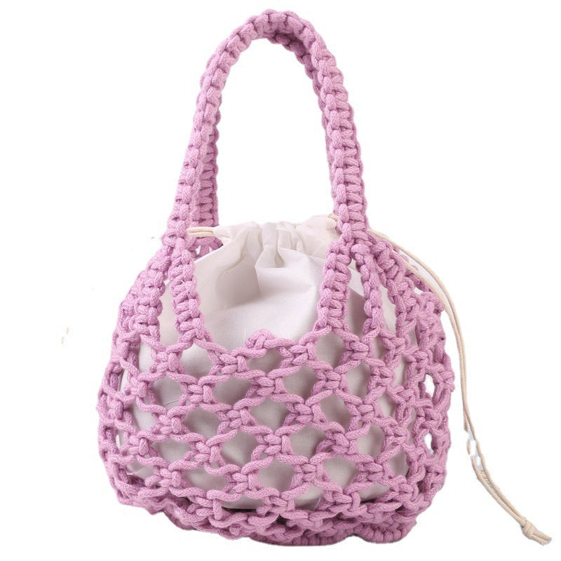 Hand-knotted tote bag with inner drawstring closure LoungeYard — product view 5