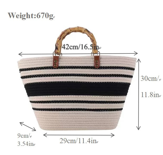 Stylish basket bag with bamboo handles LoungeYard — product view 6