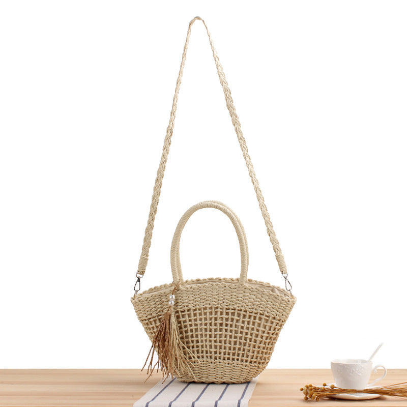 Elegant Bast Shoulder Bag with Tassels and Reinforced Handle LoungeYard — product view 1