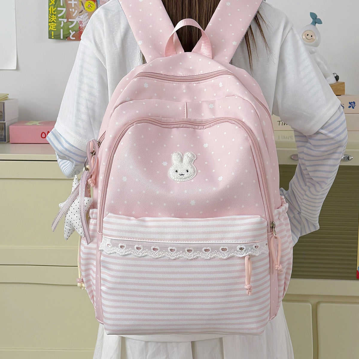 Cute Decorative Bunny-Ear Design Backpack LoungeYard — product view 2