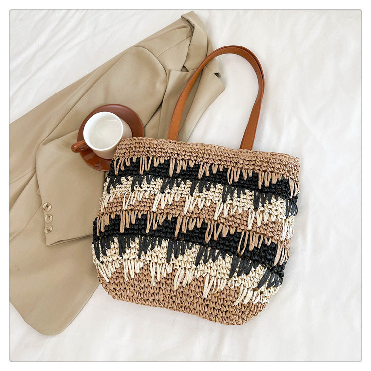 Large, Handmade Straw Bag with Designer Details LoungeYard — product view 2
