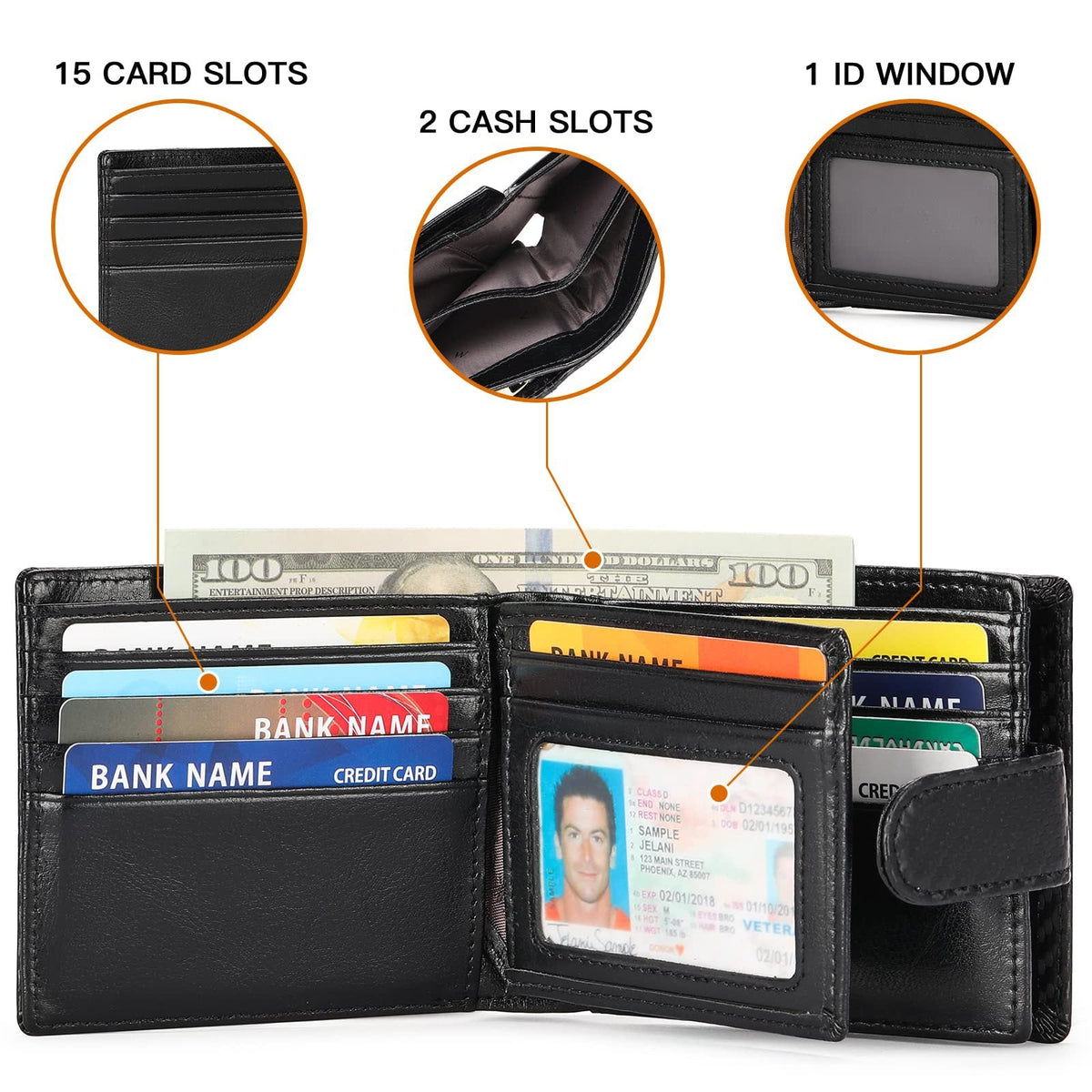 Classic RFID-Blocking Leather Bi-Fold Wallet LoungeYard — product view 3