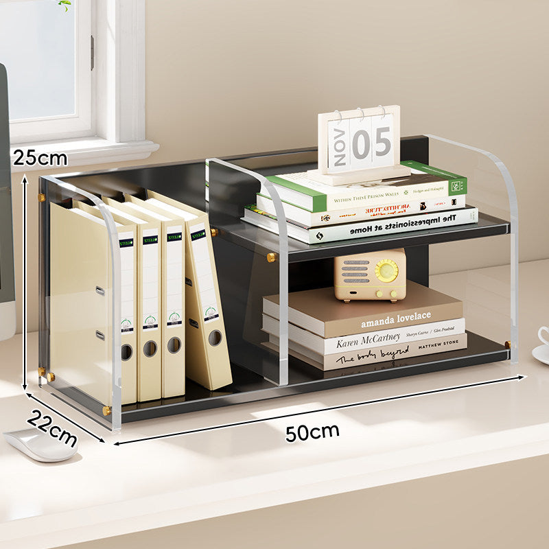 Curved-Acrylic Panel Dual-Compartment Desktop Book and Document Organizer — product view 3