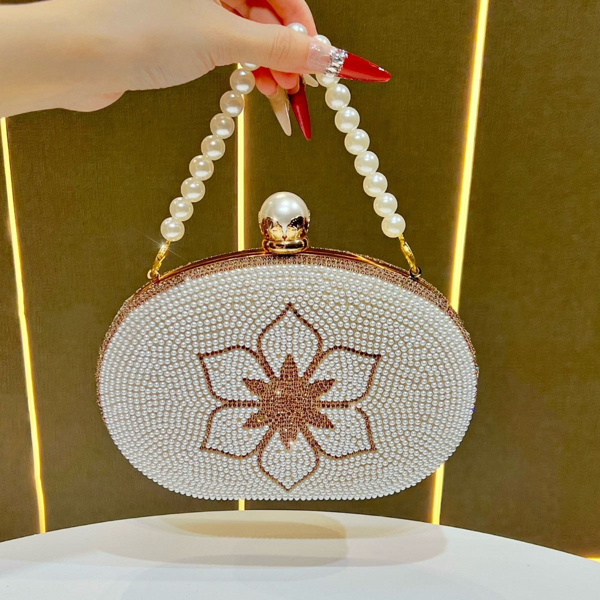 Pearl Beaded Evening Clutch — product view 1