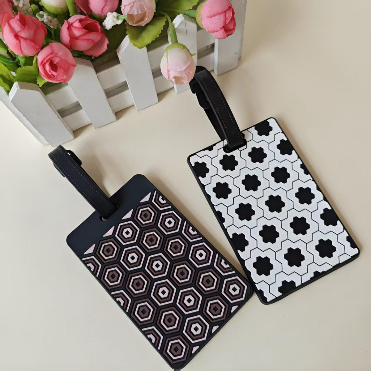 Unisex luggage tag in creative Tetris design LoungeYard — product view 3