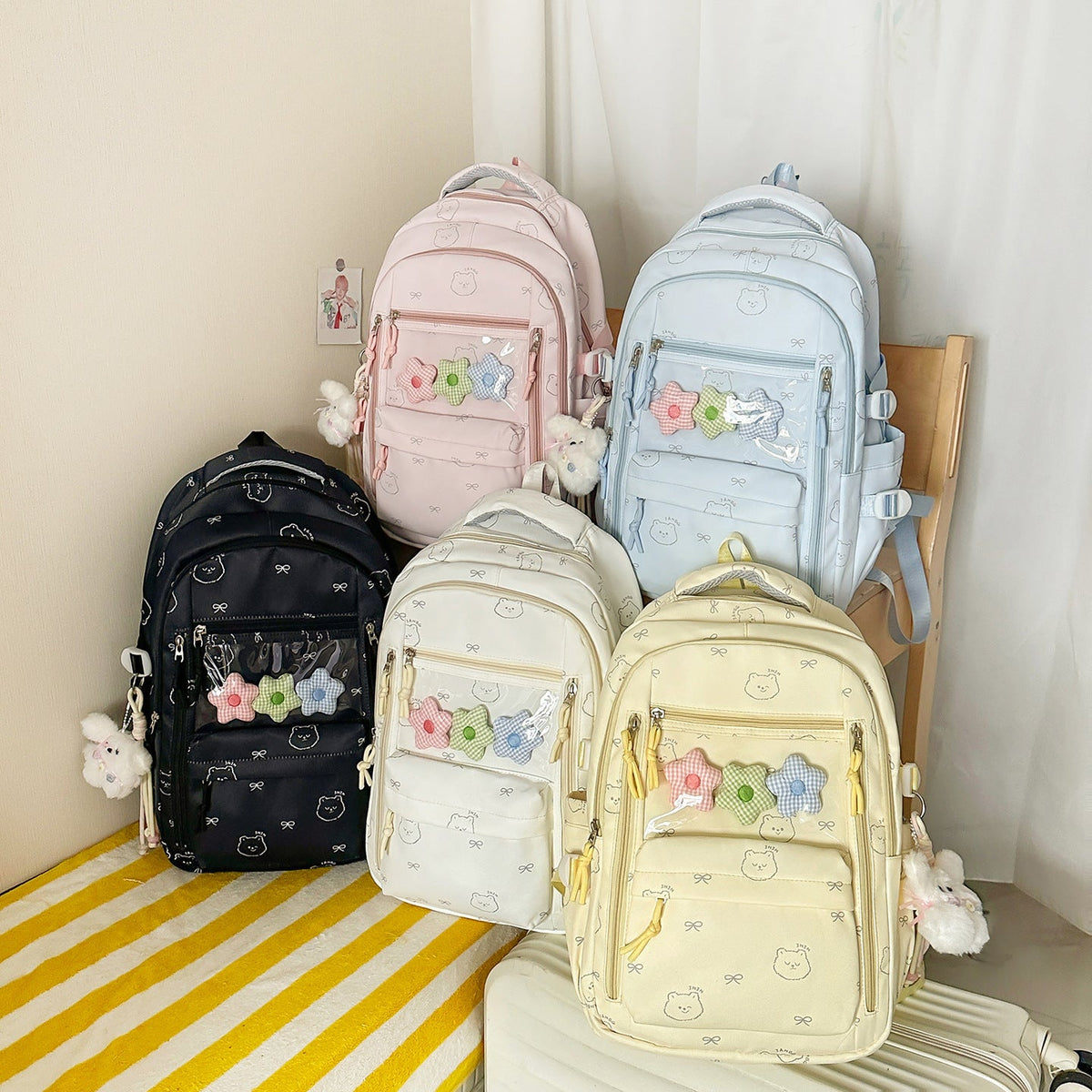 Cute Cartoon-Printed Backpack LoungeYard — product view 7
