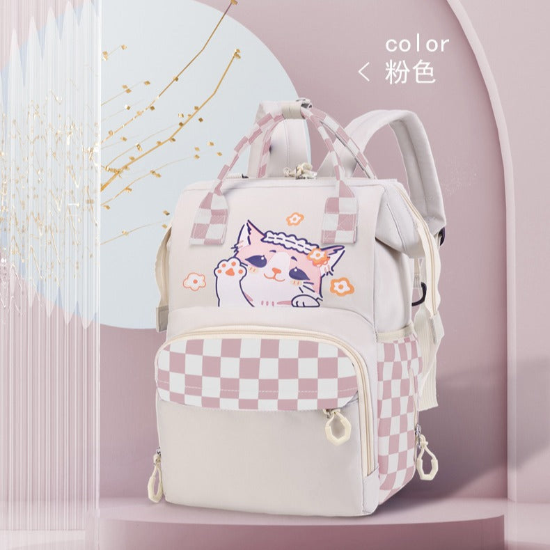 Playful Cat-Themed Multi-Pocket Backpack LoungeYard — product view 2