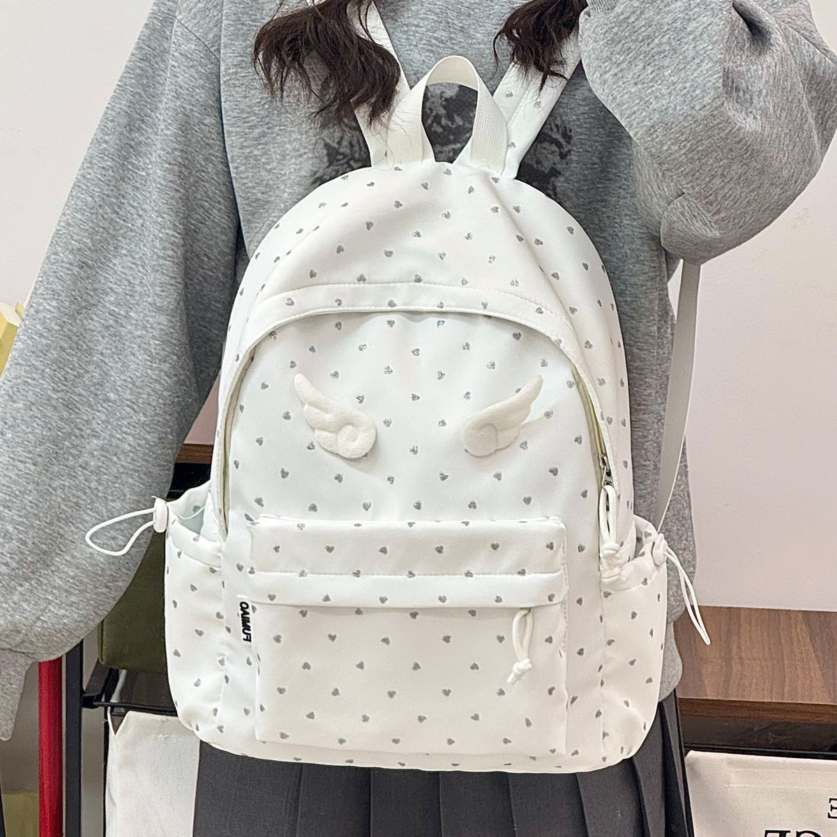 Fun Heart-Patterned Casual Backpack LoungeYard — product view 2
