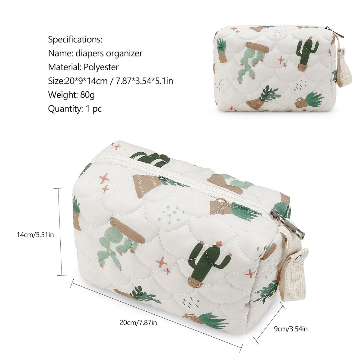Stylish cosmetic bag with trendy plant motifs LoungeYard — product view 2