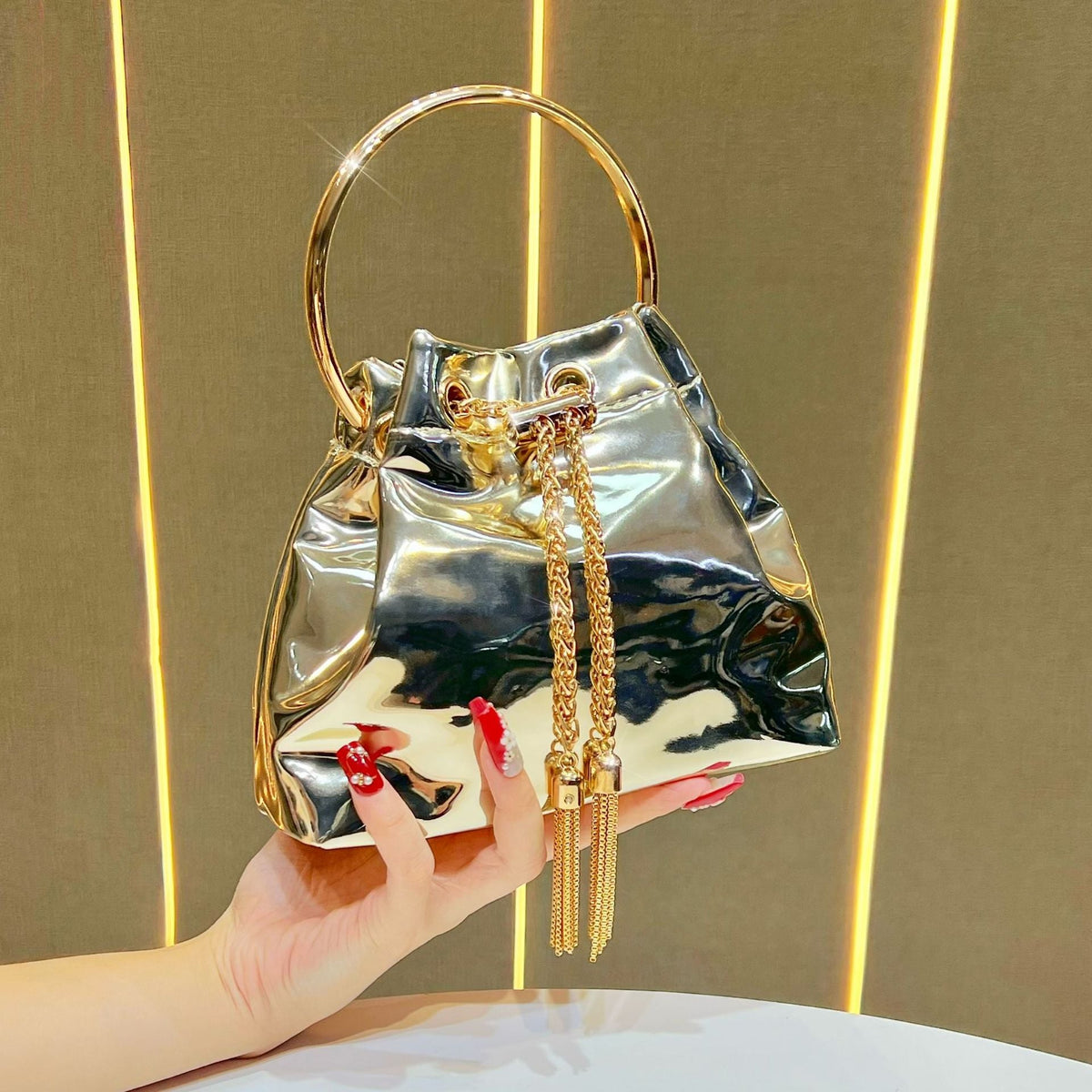 Bucket Handbag With Metallic Detailing — product view 2