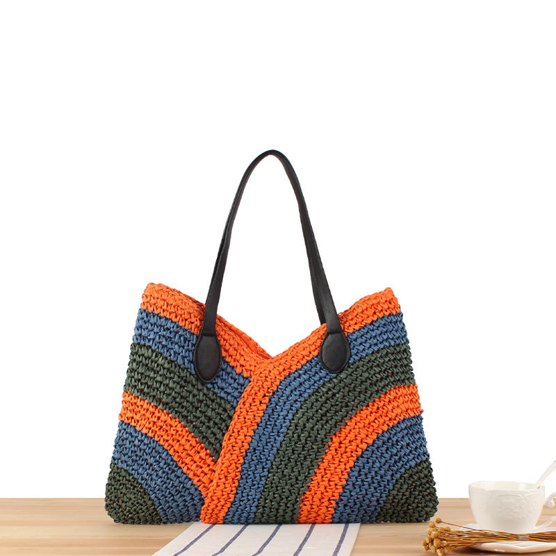 Fashionable Braided Tote Bag with Unique Wave Pattern LoungeYard — product view 5