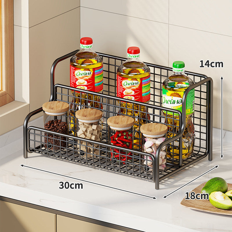 Double-Tier Countertop Metal Wire Kitchen Organizer Rack for Bottles and Spices — product view 2