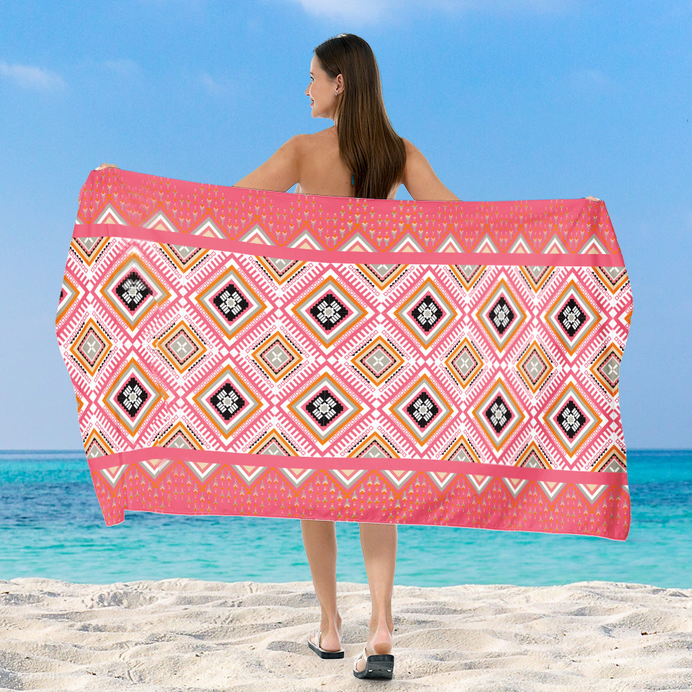 Beach blanket with exclusive geometric tribal design LoungeYard — product view 7