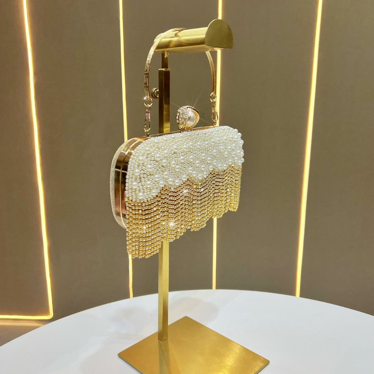 Elegant Pearl and Crystal Evening Handbag — product view 2