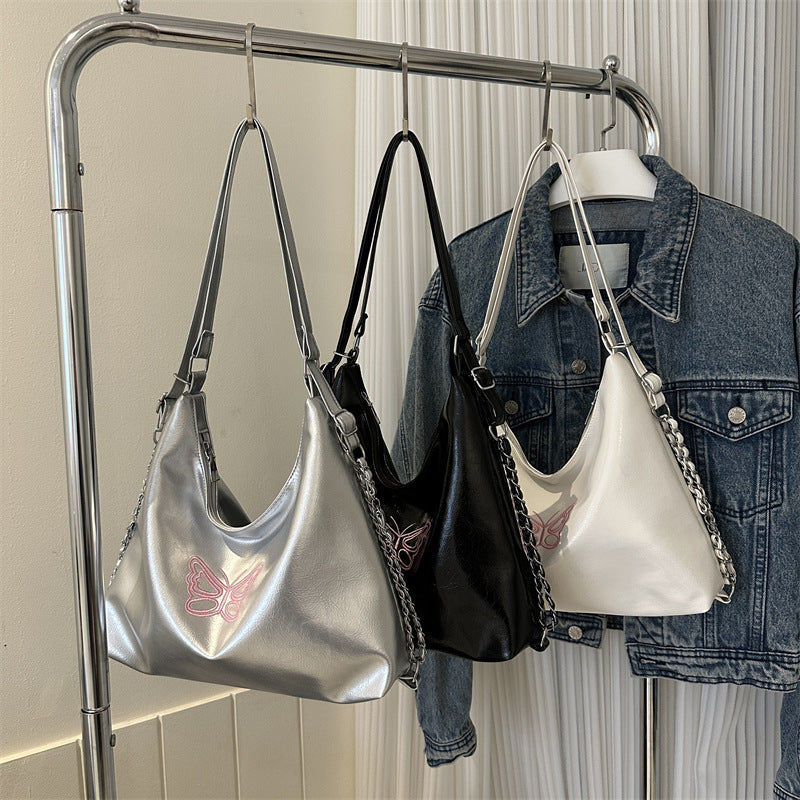 Butterfly-Embroidered Slouchy Handbag — product view 1
