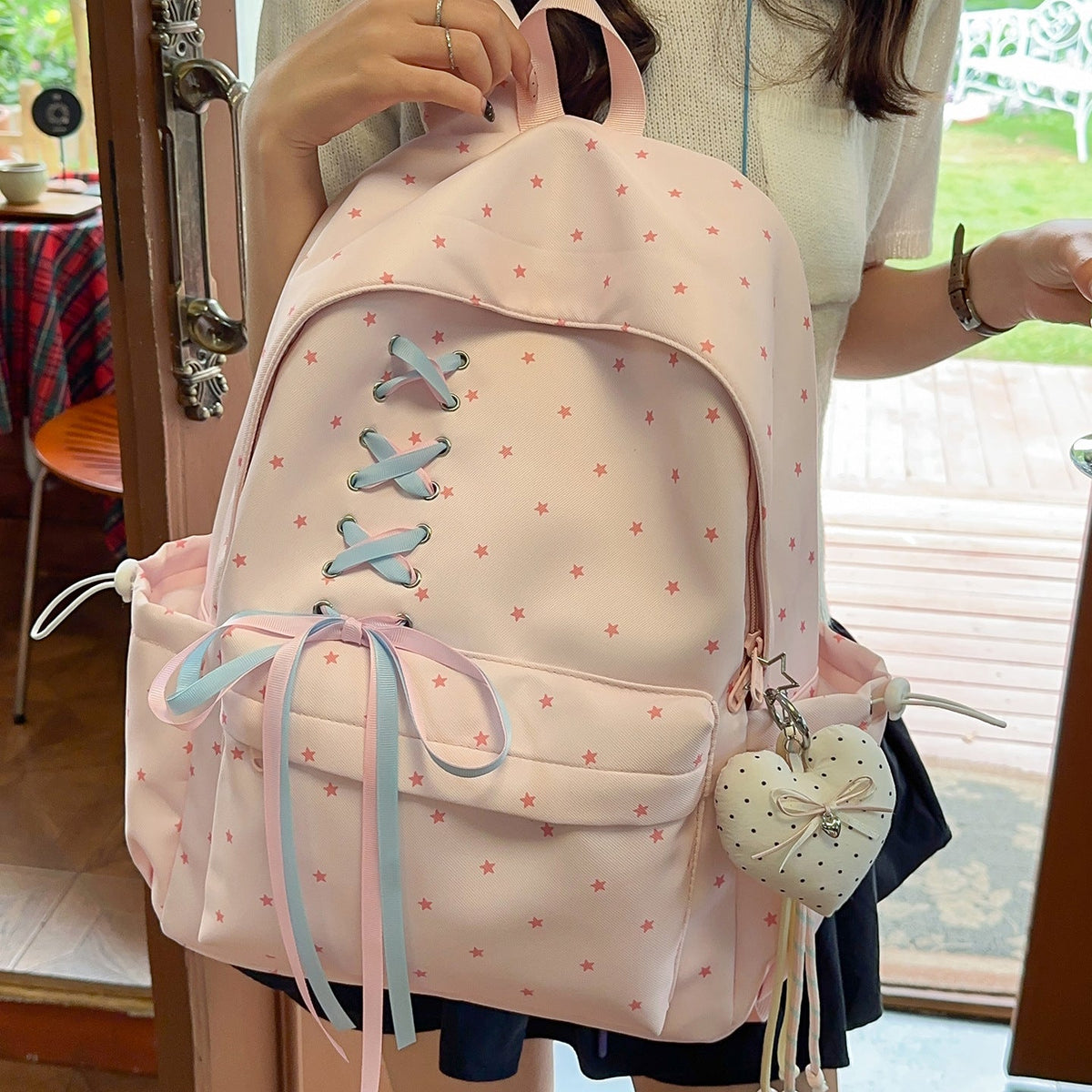 Charming Star-Embellished Backpack LoungeYard — product view 1
