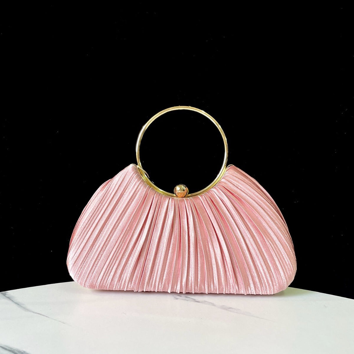 Pleated Evening Handbag with Metal Ring — product view 2