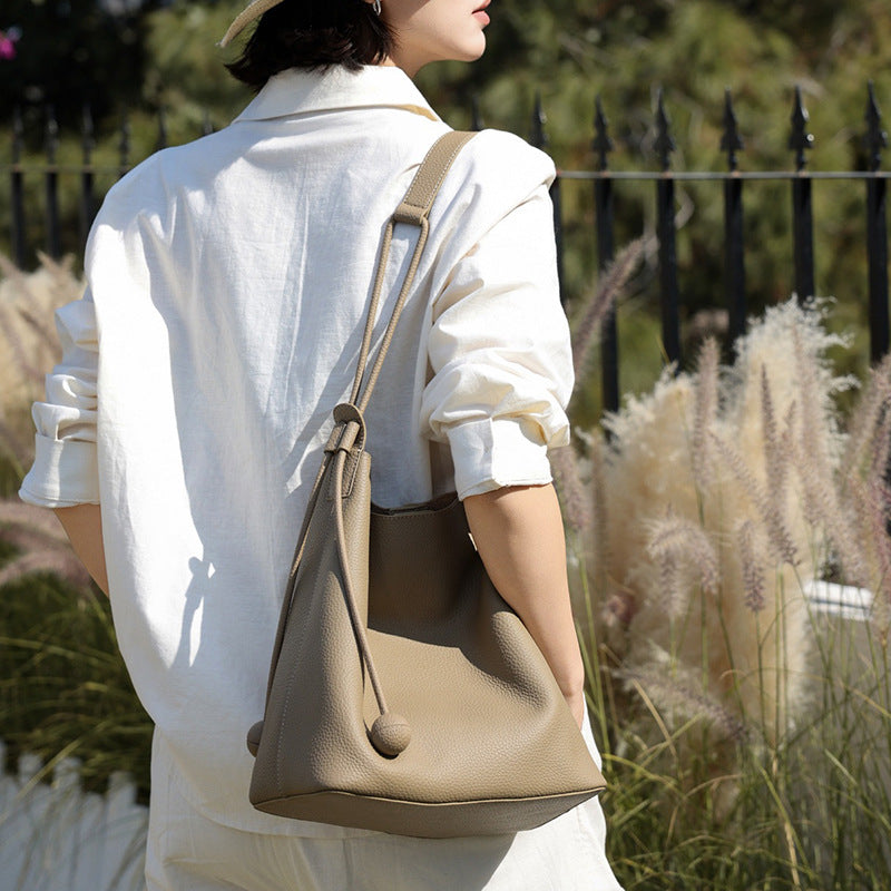 Soft-Structure Pebbled Vegan Leather Drawstring Hobo Shoulder Bag — product view 5