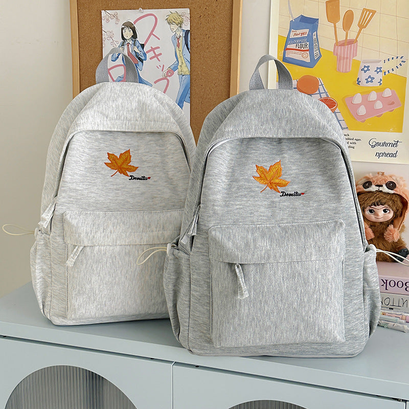 Casual Embroidered Leaf Backpack LoungeYard — product view 3