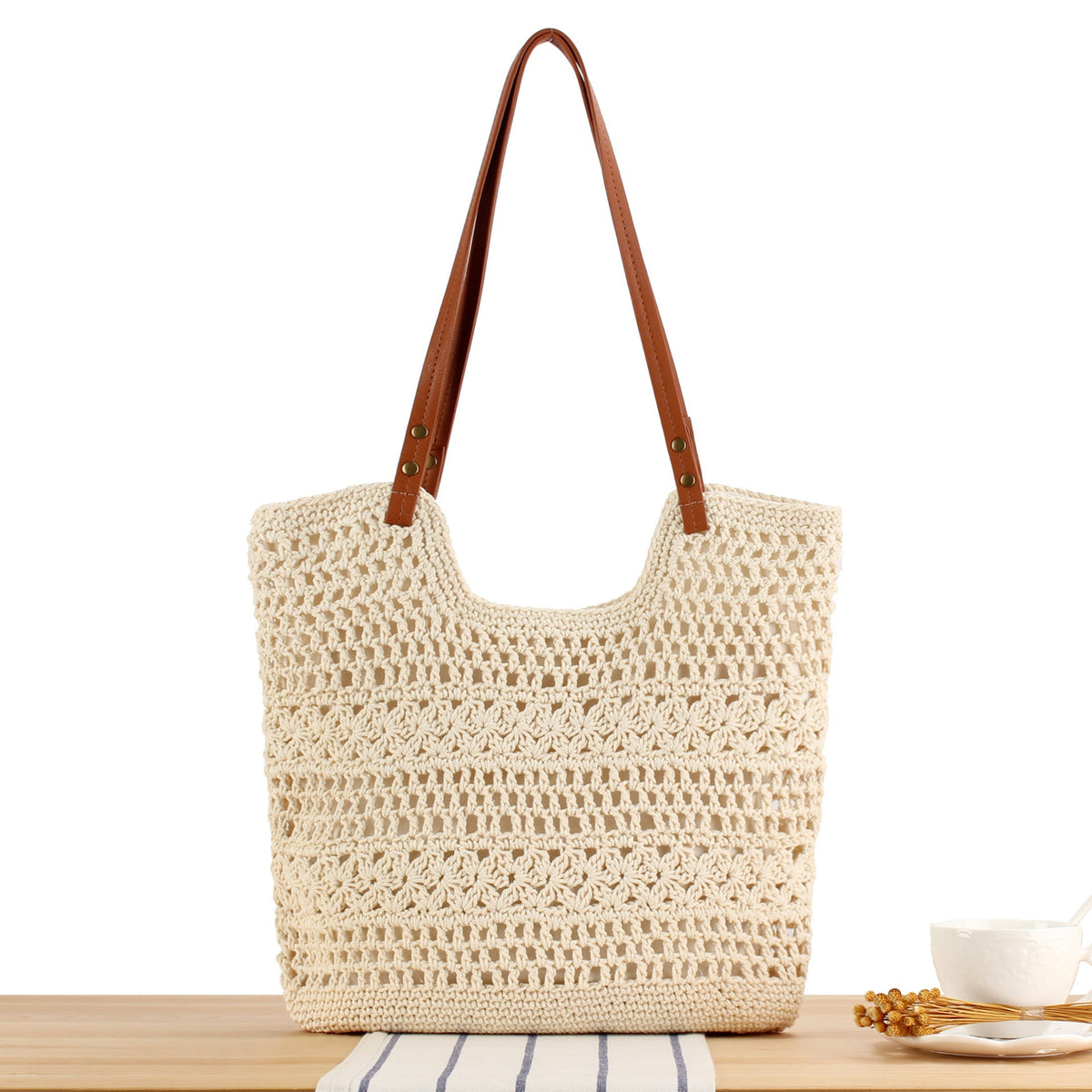 Macramé Handbag with Sturdy Handle LoungeYard — product view 7
