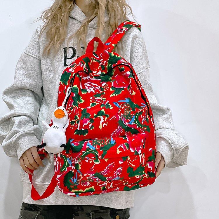 Leisure backpack with colorful floral pattern LoungeYard — product view 1