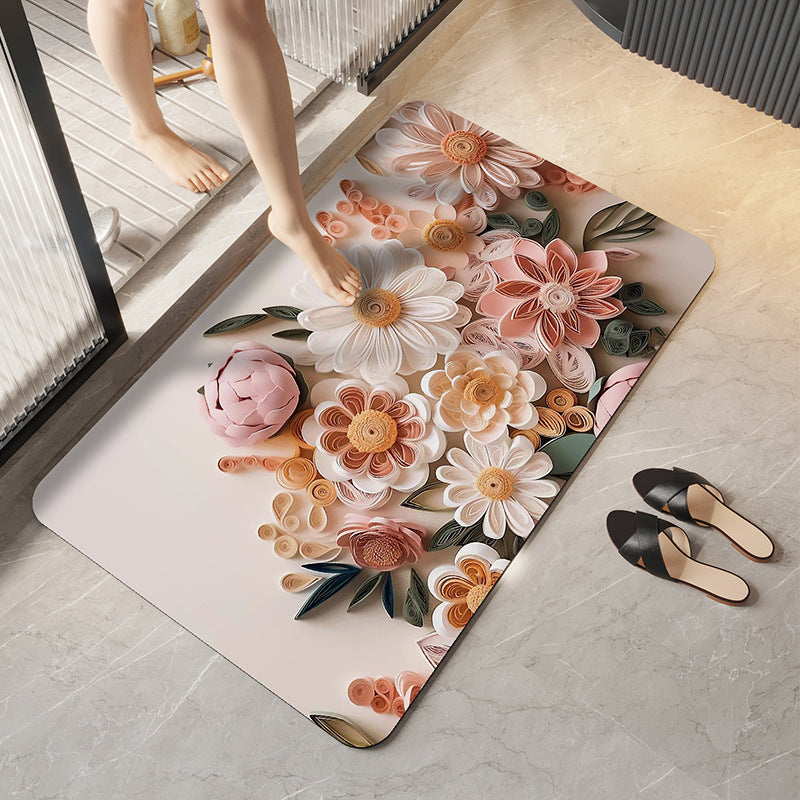 Soft Plush Floral Design Bath Mat — product view 2