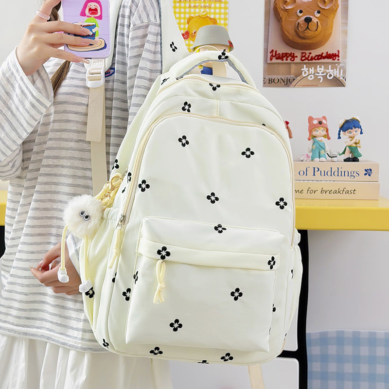 Embroidered Floral Patterned School Backpack LoungeYard — product view 1