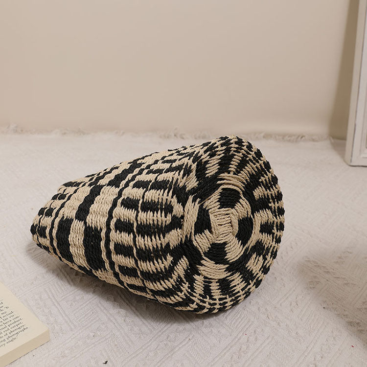 Handcrafted basket bag with modern geometric pattern LoungeYard — product view 4