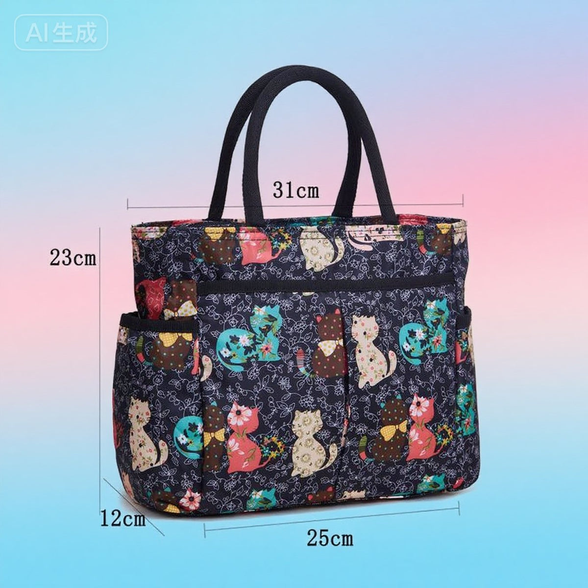 Floral Print Multi-Pocket Tote Bag LoungeYard — product view 1
