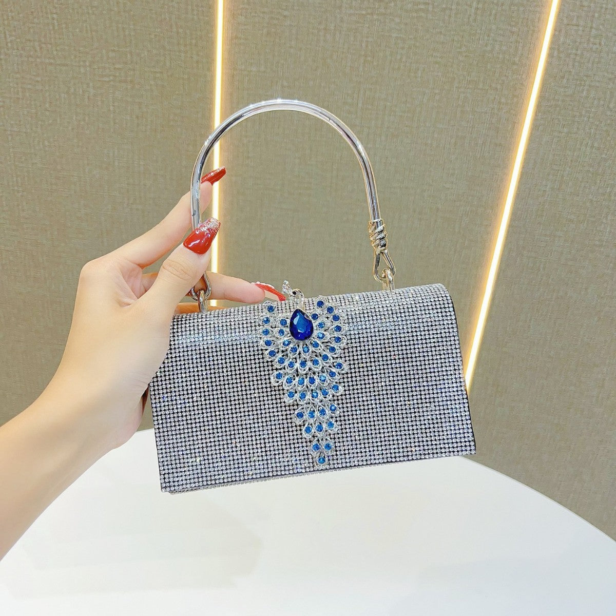 Rhinestone Embellished Evening Clutch — product view 1