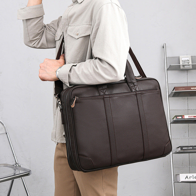 Laptop and Briefcase Made of High-Quality Leather LoungeYard — product view 4