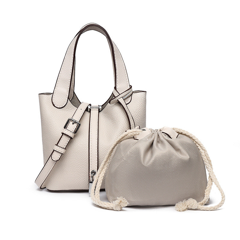 Dual-Compartment Textured Leather Tote Bag LoungeYard — product view 7