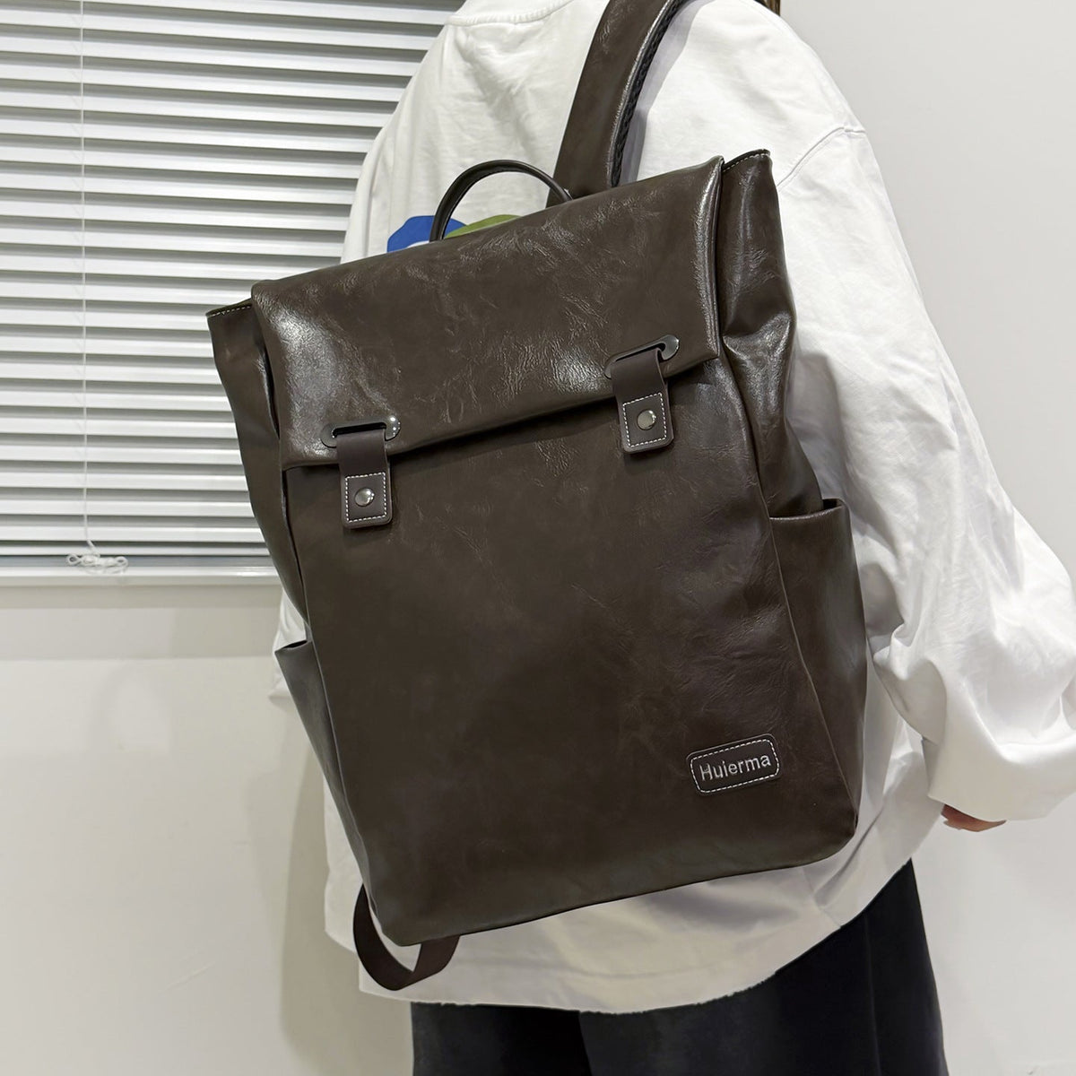Fashionable Leather Backpack LoungeYard — product view 3