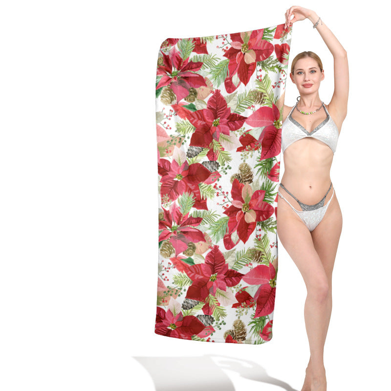 Beach towel with vibrant floral pattern and skin-friendly material LoungeYard — product view 2