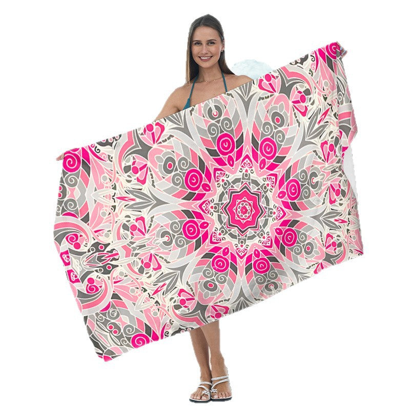 Beach towel with artistic mandala pattern LoungeYard — product view 1