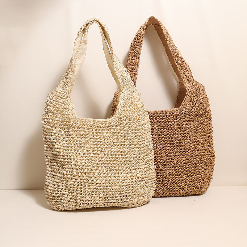 Spacious and Handcrafted Straw Tote Bag with Comfortable Shoulder Strap LoungeYard — product view 3
