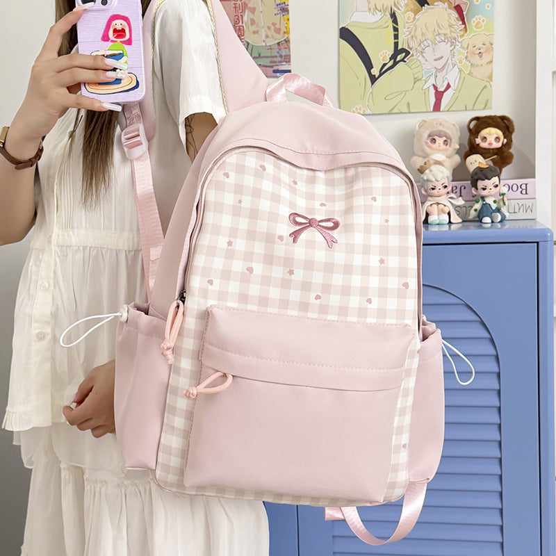 Checked Patterned School Backpack LoungeYard — product view 3