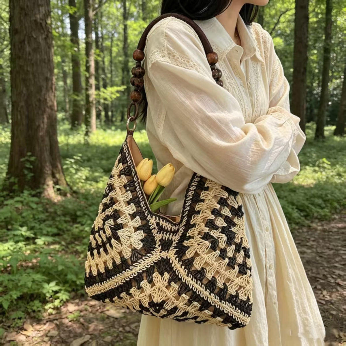 Handmade Macrame Handbag LoungeYard — product view 3