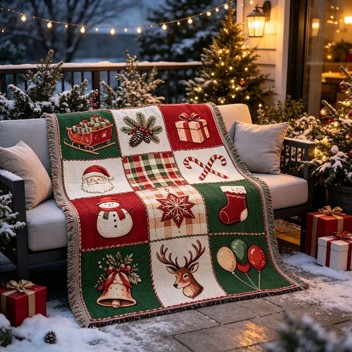 Festive Holiday Theme Throw Blanket — product view 2