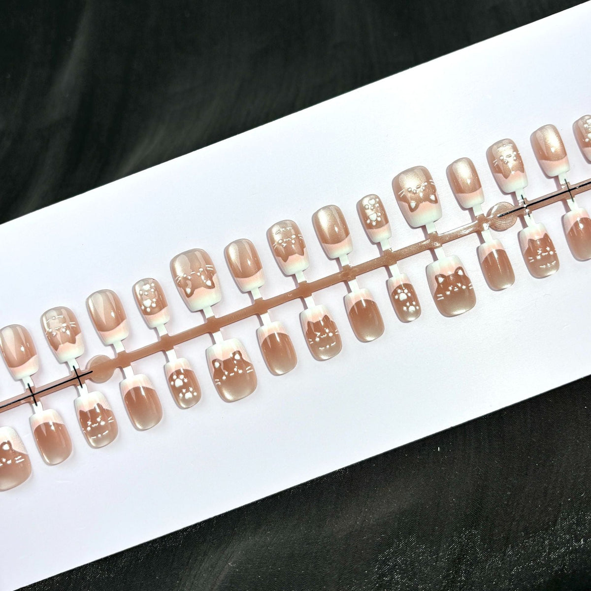 Artistic Press-On Nail Set with Whimsical Cat Designs — product view 2