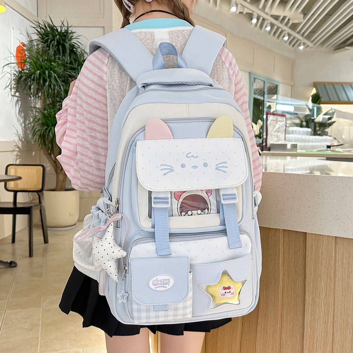 Cute Cat-Themed School Backpack LoungeYard — product view 1