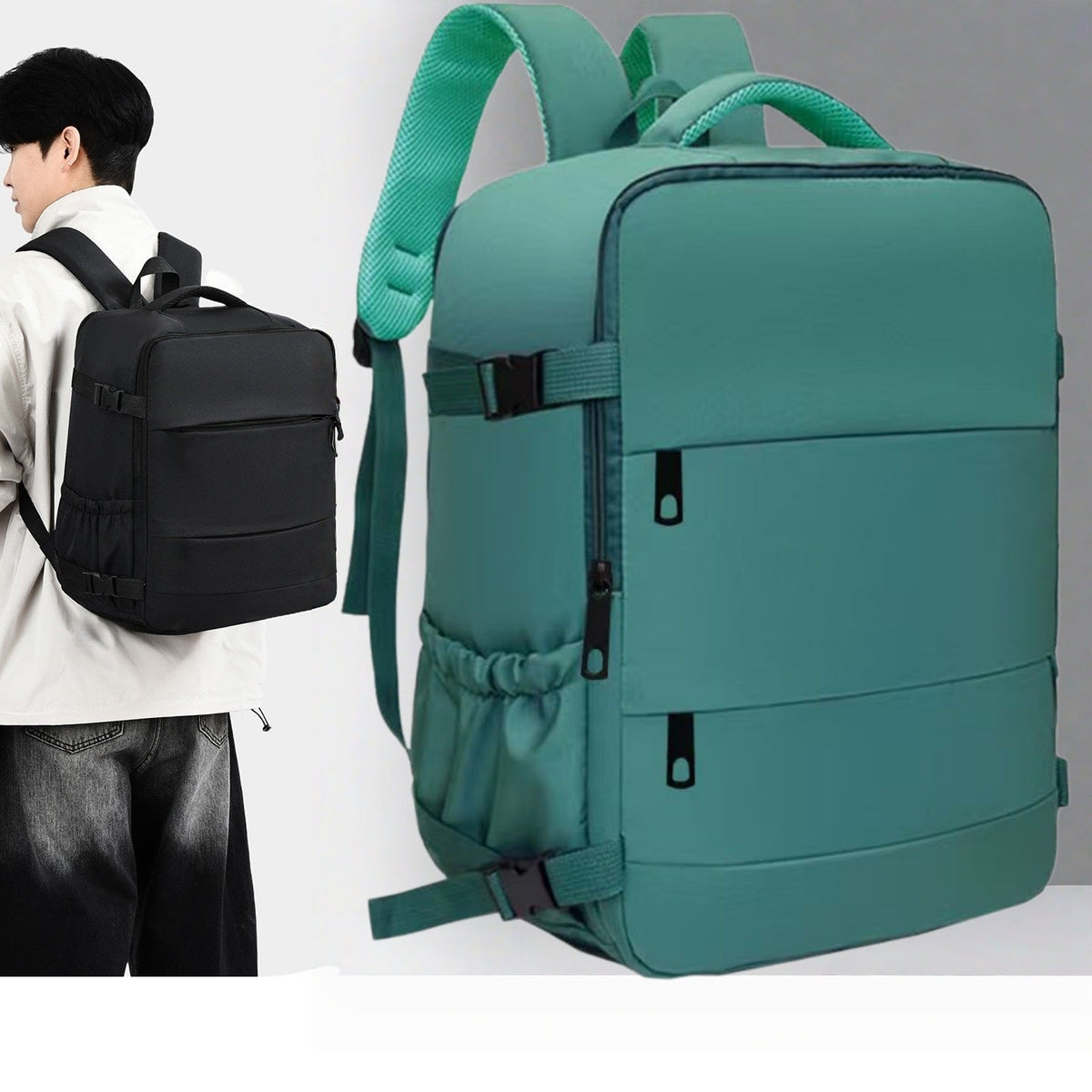 Modern backpack with space for laptop and organizational compartments LoungeYard — product view 2