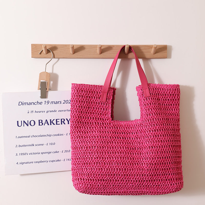 Elegant Woven Tote Bag with Sturdy Leather Handles LoungeYard — product view 7
