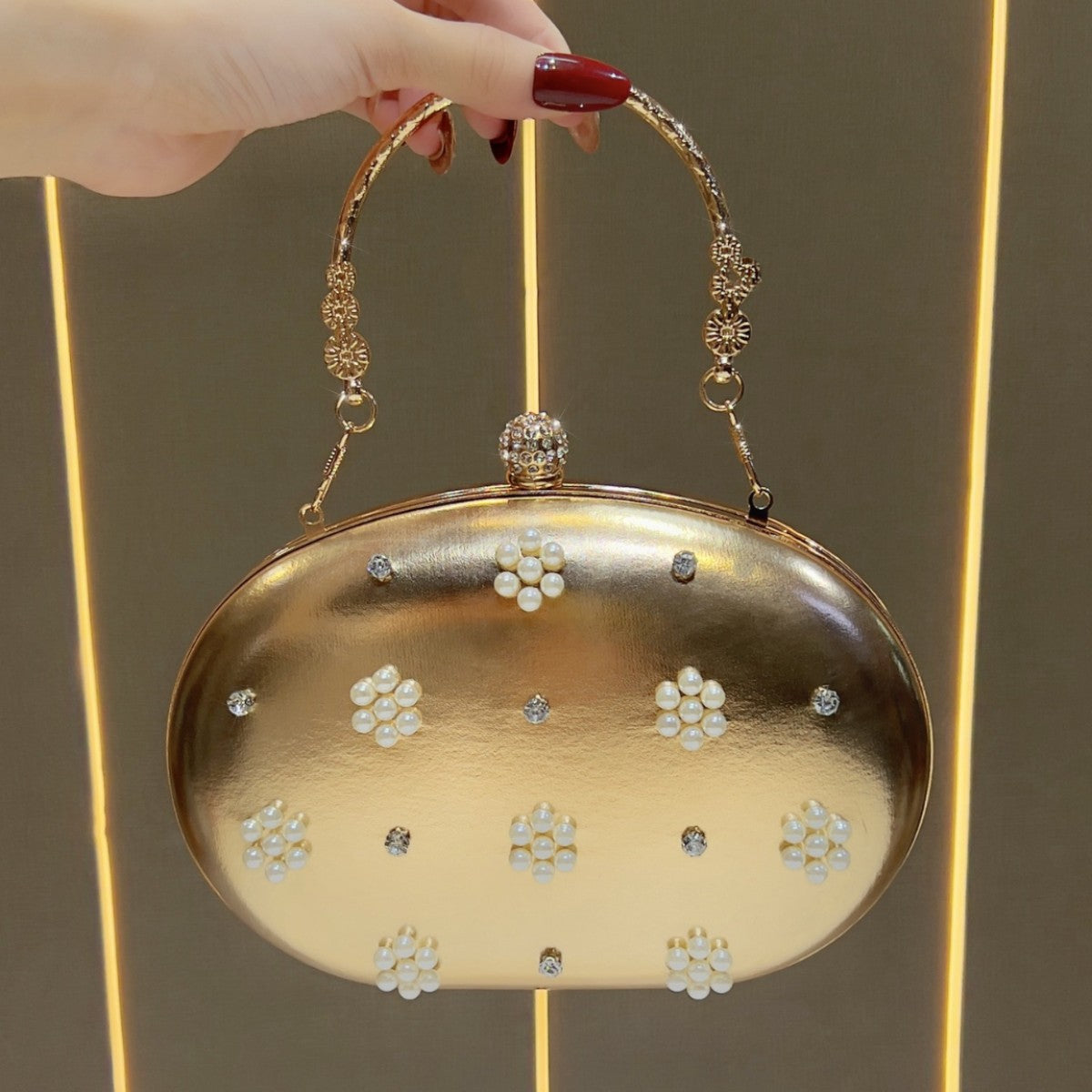 Vintage-Inspired Pearl-Embellished Evening Clutch — product view 5