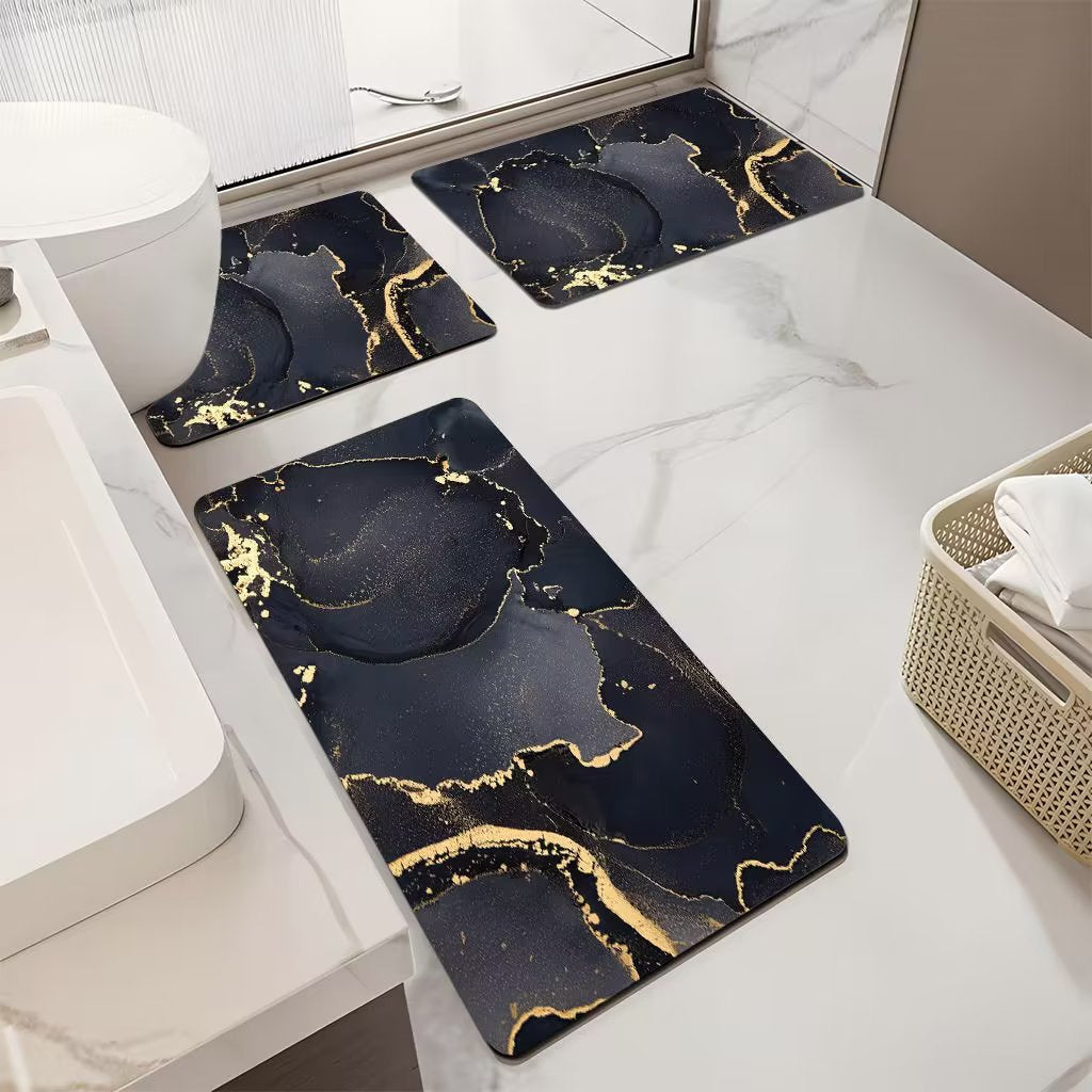 Luxurious Marble Pattern Bath Mat Set Bowlift — product view 4