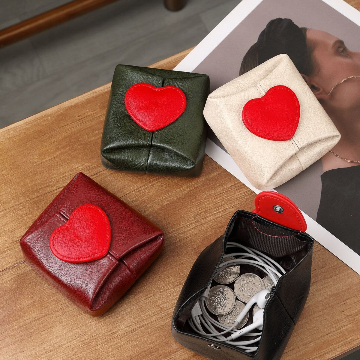 Heart-Embellished Leather Coin Purse — product view 7