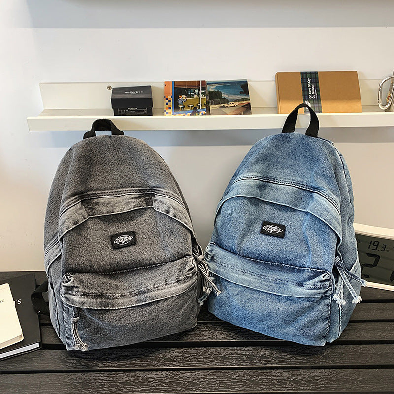 Denim Fabric Casual Backpack LoungeYard — product view 4